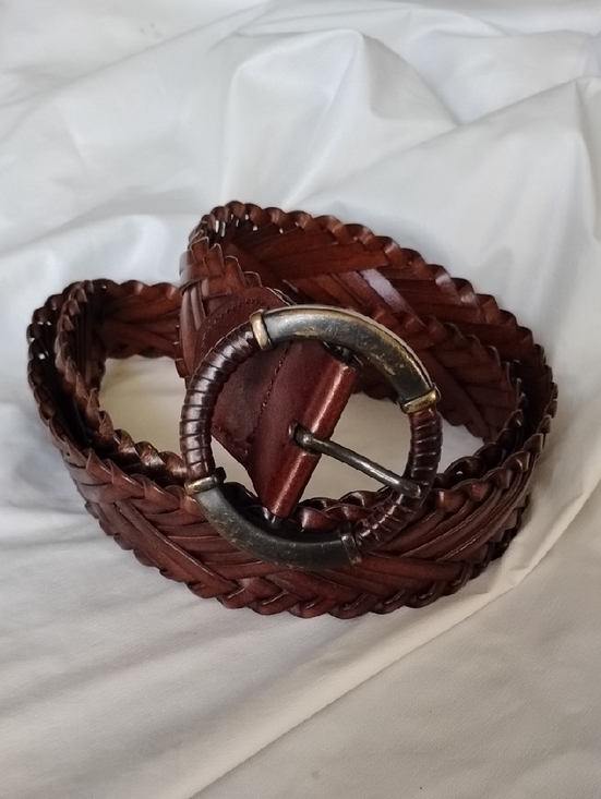 Brown Leather Woven Belt Women\'s Size Large